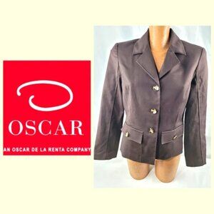 O BY OSCAR DE LA RENTA BROWN BLAZER
